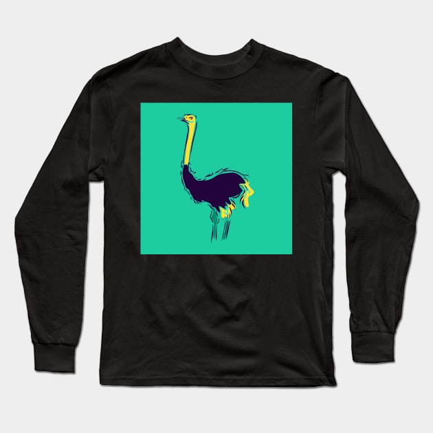 Ostrich Illustration Long Sleeve T-Shirt by PurpleTank